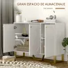 Aparador con 3 Puertas Arqueadas Estantes Ajustables y Patas Doradas 106,5x35x77,5 cm Blanco - Ogal.Es