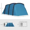 Tienda de Campaña Inflable Tipo Túnel para 3-6 Personas con Vestíbulo Ventanas de Malla y Bolsa Impermeable Azul - Ogal.Es