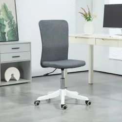 Silla de Oficina con Ruedas Altura Ajustable y Tapizado en Lino Sintético para Oficina o Estudio 53x43x85-93 cm ... - Ogal.Es