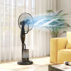 Ventilador Nebulizador de 3 Velocidades con Temporizador 3 Modos y Depósito 3,2L 44,5x38,5x120 cm Negro - Ogal.Es