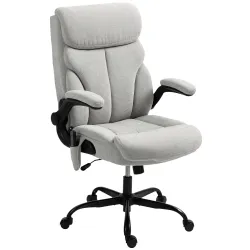 Silla de Oficina con Masaje Altura Ajustable y Reposabrazos Abatibles Tapizado Transpirable 66x67x113-121 cm Gris - Ogal.Es