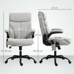 Silla de Oficina con Masaje Altura Ajustable y Reposabrazos Abatibles Tapizado Transpirable 66x67x113-121 cm Gris - Ogal.Es