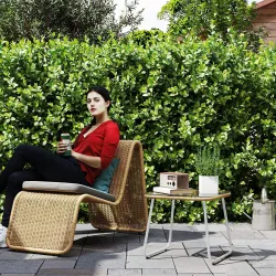 Mesa de Jardín de Ratán Sintético con Encimera de Vidrio Templado y Patas Ajustables para Exterior 50x50x44 cm N... - Ogal.Es