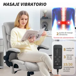 Silla de Oficina con Masaje Altura Ajustable y Reposabrazos Abatibles Tapizado Transpirable 66x67x113-121 cm Gris - Ogal.Es