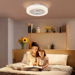 Ventilador de Techo con Luz LED Regulable Motor DC Silencioso Control Remoto y Temporizador 2/4 Horas Ø46x16 cm ... - Ogal.Es