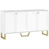 Aparador con 4 Puertas Arqueadas Estantes Ajustables y Patas Doradas 140,8x35x77,5 cm Blanco - Ogal.Es