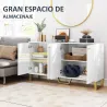 Aparador con 4 Puertas Arqueadas Estantes Ajustables y Patas Doradas 140,8x35x77,5 cm Blanco - Ogal.Es