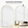 Aparador con 4 Puertas Arqueadas Estantes Ajustables y Patas Doradas 140,8x35x77,5 cm Blanco - Ogal.Es