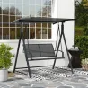 Columpio de Jardín de 2 Plazas con Toldo Ajustable y Estructura Triangular de Metal Carga 220 kg 160x112x162 cm ... - Ogal.Es