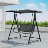 Columpio de Jardín de 2 Plazas con Toldo Ajustable y Estructura Triangular de Metal Carga 220 kg 160x112x162 cm ... - Ogal.Es