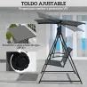 Columpio de Jardín de 2 Plazas con Toldo Ajustable y Estructura Triangular de Metal Carga 220 kg 160x112x162 cm ... - Ogal.Es