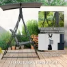 Columpio de Jardín de 2 Plazas con Toldo Ajustable y Estructura Triangular de Metal Carga 220 kg 160x112x162 cm ... - Ogal.Es