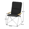 Sillas de Camping Plegables de Aluminio con Respaldo Alto Ajustable Reposabrazos de Madera 59x67x96 cm Negro - Ogal.Es