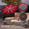Sombrilla de Jardín Ø292x252 cm con Luces LED Solares Inclinación Ajustable y Manivela para Patio Terraza Burdeos - Ogal.Es