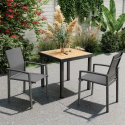 Juego de 2 Sillas de Jardín Exterior Apilables con Tela Transpirable Reposabrazos y Respaldo 56x58x89 cm Gris Os... - Ogal.Es