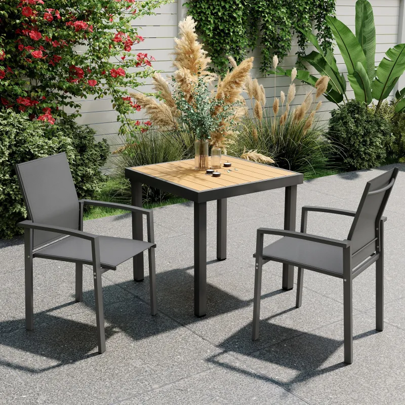 Juego de 2 Sillas de Jardín Exterior Apilables con Tela Transpirable Reposabrazos y Respaldo 56x58x89 cm Gris Os... - Ogal.Es