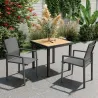 Juego de 2 Sillas de Jardín Exterior Apilables con Tela Transpirable Reposabrazos y Respaldo 56x58x89 cm Gris Os... - Ogal.Es