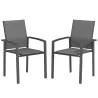 Juego de 2 Sillas de Jardín Exterior Apilables con Tela Transpirable Reposabrazos y Respaldo 56x58x89 cm Gris Os... - Ogal.Es
