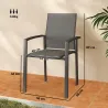 Juego de 2 Sillas de Jardín Exterior Apilables con Tela Transpirable Reposabrazos y Respaldo 56x58x89 cm Gris Os... - Ogal.Es