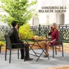 Juego de 2 Sillas de Jardín Exterior Apilables con Tela Transpirable Reposabrazos y Respaldo 56x58x89 cm Gris Os... - Ogal.Es