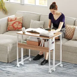 Escritorio Plegable con Ruedas Balda y Bolsillo de Almacenaje Ideal para Espacios Pequeños 80x50x75 cm Blanco y ... - Ogal.Es