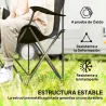Conjunto de 2 Sillas Plegables Camping Acolchado con Respaldo Alto Portavasos y Bolsas de Transporte Crema y Negro - Ogal.Es
