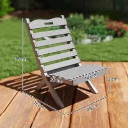 Silla de Jardín de Madera con Listones Respaldo Inclinado y Protección Multicapa para Exterior 76x48x78 cm Gris - Ogal.Es