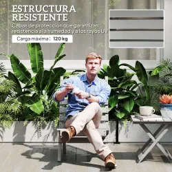 Silla de Jardín de Madera con Listones Respaldo Inclinado y Protección Multicapa para Exterior 76x48x78 cm Gris - Ogal.Es