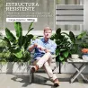 Silla de Jardín de Madera con Listones Respaldo Inclinado y Protección Multicapa para Exterior 76x48x78 cm Gris - Ogal.Es