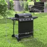 Barbacoa de Gas con 4 Quemadores Quemador Lateral Tapa con Termómetro Parrilla y Mesa Lateral Ruedas 121x54x97 c... - Ogal.Es
