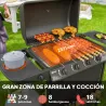 Barbacoa de Gas con 4 Quemadores Quemador Lateral Tapa con Termómetro Parrilla y Mesa Lateral Ruedas 121x54x97 c... - Ogal.Es
