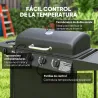 Barbacoa de Gas con 4 Quemadores Quemador Lateral Tapa con Termómetro Parrilla y Mesa Lateral Ruedas 121x54x97 c... - Ogal.Es