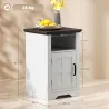 Mesitas de Noche Rústicas Mesas Auxiliares con Puerta Estilo Granero y Estante 40x35x60 cm Blanco y Marrón - Ogal.Es