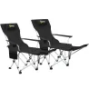 Conjunto de 2 Sillas Plegables Camping con Reposapiés Desmontable Reposacabezas Portavasos y Bolsa 125x48x90 cm ... - Ogal.Es