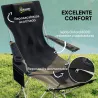 Conjunto de 2 Sillas Plegables Camping con Reposapiés Desmontable Reposacabezas Portavasos y Bolsa 125x48x90 cm ... - Ogal.Es
