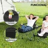 Conjunto de 2 Sillas Plegables Camping con Reposapiés Desmontable Reposacabezas Portavasos y Bolsa 125x48x90 cm ... - Ogal.Es
