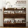 Zapatero Estrecho con 4 Compartimentos Abatibles Divisores Ajustables para 24 Pares con Antivuelco 120x24x103 cm... - Ogal.Es