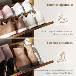Zapatero Estrecho con 4 Compartimentos Abatibles Divisores Ajustables para 24 Pares con Antivuelco 120x24x103 cm... - Ogal.Es