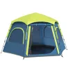 Tienda de Campaña para 4 Personas con Fácil Montaje Protección UV y Bolsa de Transporte 280x240x155 cm Azul - Ogal.Es