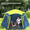Tienda de Campaña para 4 Personas con Fácil Montaje Protección UV y Bolsa de Transporte 280x240x155 cm Azul - Ogal.Es