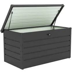 Arcón Exterior Capacidad 311L Baúl de Almacenaje de Acero con Cerradura Llave Pistones Neumáticos 120x62x62 cm Gris - Ogal.Es
