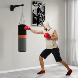 Soporte Saco Boxeo de Pared con Distancia Ajustable Gancho Giratorio Cadenas 45-65 cm Negro - Ogal.Es