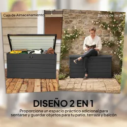 Arcón Exterior Capacidad 311L Baúl de Almacenaje de Acero con Cerradura Llave Pistones Neumáticos 120x62x62 cm Gris - Ogal.Es