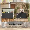 Arcón Exterior Capacidad 311L Baúl de Almacenaje de Acero con Cerradura Llave Pistones Neumáticos 120x62x62 cm Gris - Ogal.Es