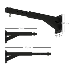 Soporte Saco Boxeo de Pared con Distancia Ajustable Gancho Giratorio Cadenas 45-65 cm Negro - Ogal.Es