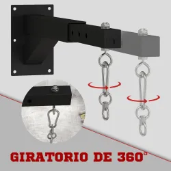 Soporte Saco Boxeo de Pared con Distancia Ajustable Gancho Giratorio Cadenas 45-65 cm Negro - Ogal.Es