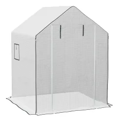 Cubierta de Repuesto para Invernadero 140x143x190cm con Ventana Puerta Enrollable Anti-UV para Plantas Jardín Bl... - Ogal.Es