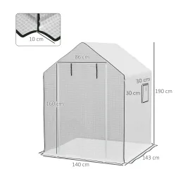 Cubierta de Repuesto para Invernadero 140x143x190cm con Ventana Puerta Enrollable Anti-UV para Plantas Jardín Bl... - Ogal.Es