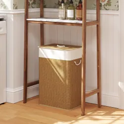Cesto de Ropa Sucia con Tapa 72L Bolsa Interior Extraíble y Asas para Lavandería Dormitorio 40x30x60 cm Marrón - Ogal.Es
