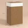 Cesto de Ropa Sucia con Tapa 72L Bolsa Interior Extraíble y Asas para Lavandería Dormitorio 40x30x60 cm Marrón - Ogal.Es